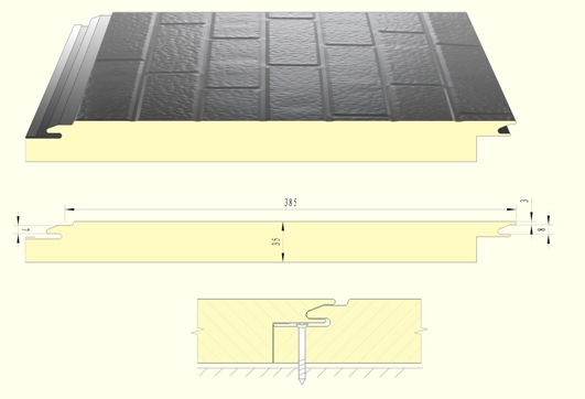 高阻燃聚氨酯外墙装饰保温板HDWS-385-35MA